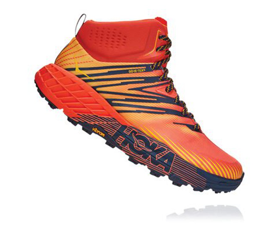 Tenis Trail Hoka One One Masculino Vermelhas - Speedgoat Mid Gore-Tex 2 - 839-QNKMJR